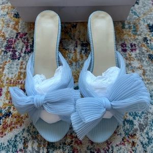 Powder Blue block heel with pleated bow